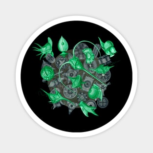 Ernst Haeckel Green Peridinea on Cerulean  Diatoms Magnet